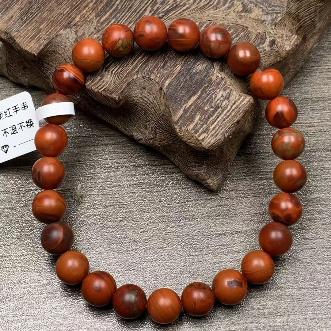 传承全品级 南红九口鸡血铁皮包浆 圆珠手串 8mm