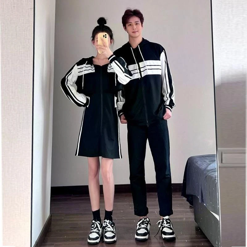 高级感男装情侣装秋季2025韩版卫衣外套小众设计感连衣裙女一裙一