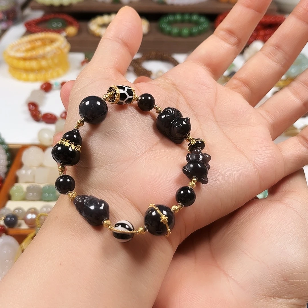 和田玉18K金镶嵌手链