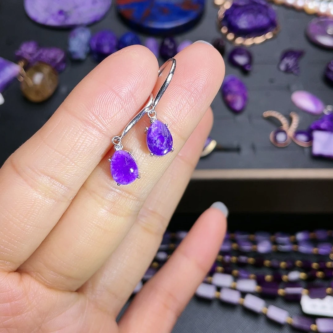 苏纪石（舒俱来）耳环银S925镶嵌