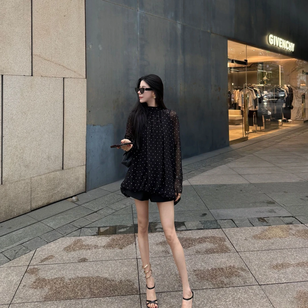 WANWAN【米兰假日】泰勒法式老钱风设计感波点连衣裙预JJC5XFS2435