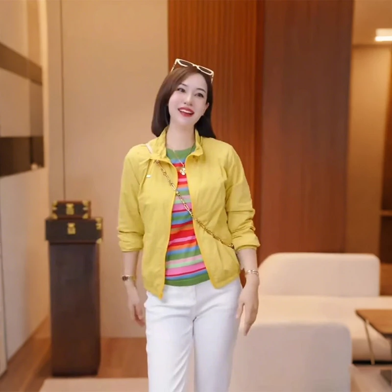 时尚纯色简约长袖防晒外套女士2025春夏新款慵懒风气质百搭上衣服