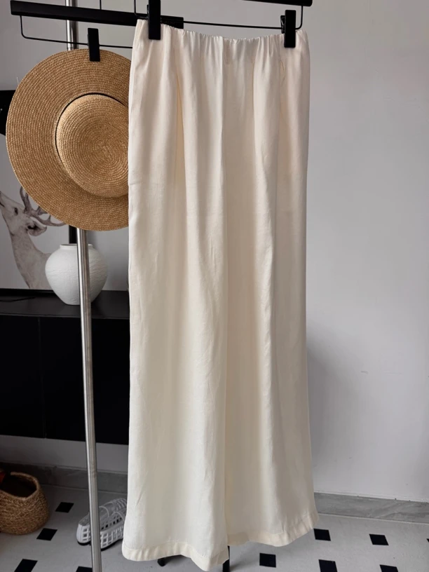 《冰冰裤》夏日凉感铜氨丝高腰直筒宽松长裤