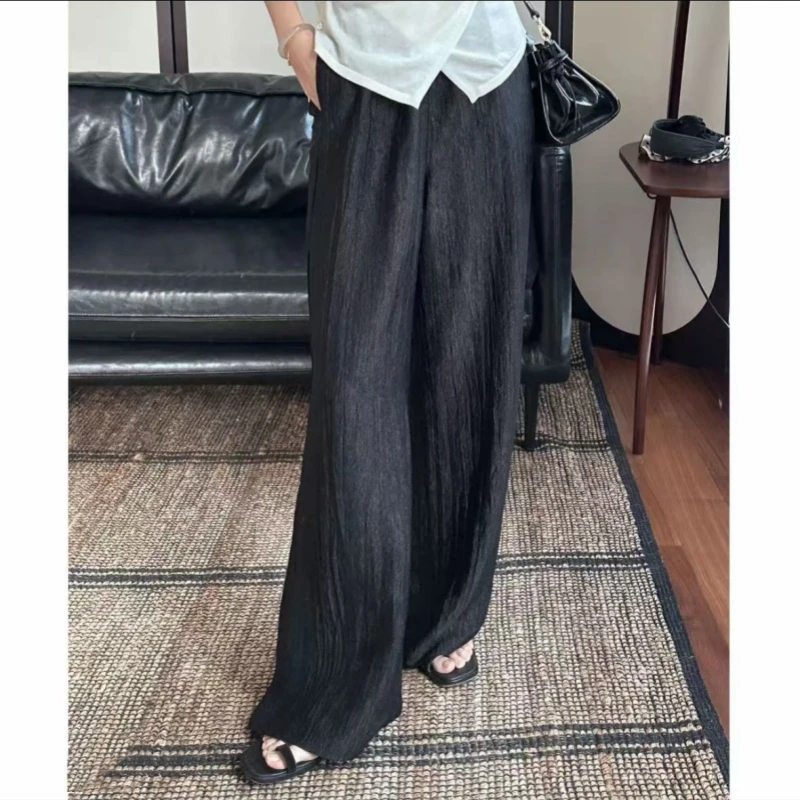 杰瑞【冰爽裤】三宅100纯醋酸裤褶皱肌理空气感高腰显瘦百搭裤子