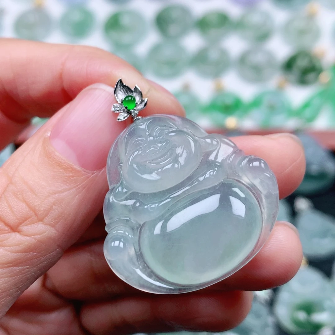 翡翠吊坠(不含链)18K金镶嵌