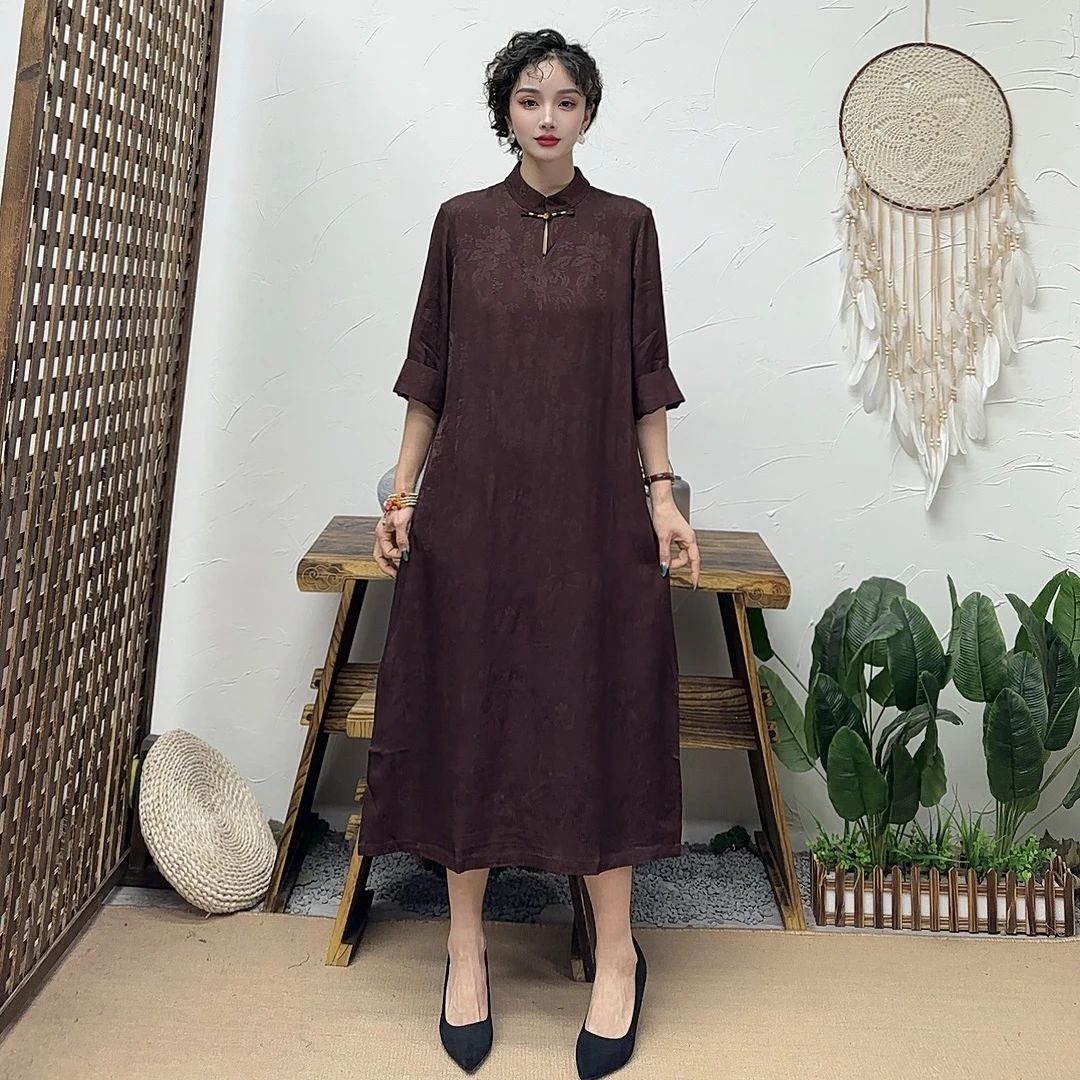 三号链接报号直播间改良旗袍连衣裙减龄宽松大码女装新中式长裙