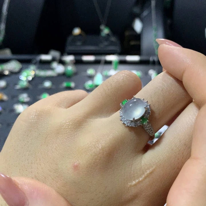 翡翠银S925镶嵌戒指