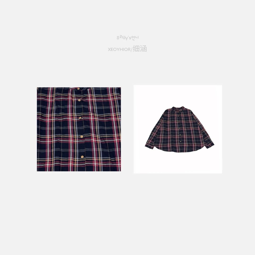 【蓝山格调】2025New-韩版设计师褶皱小立领格子女士时尚休闲衬衫