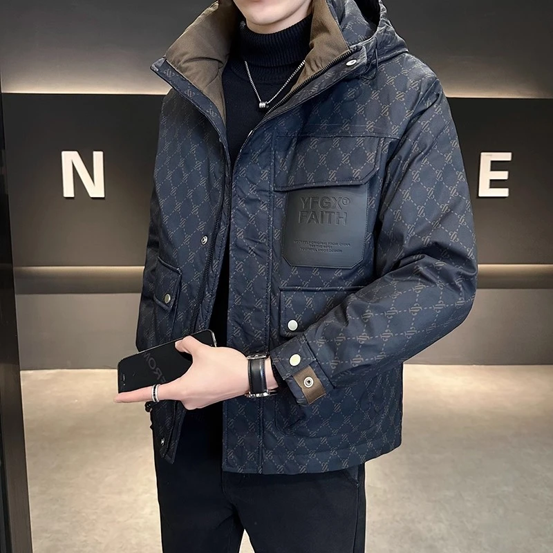 CQV羽绒服男士冬季加厚新款连帽外套高级感休闲轻薄保暖防寒服潮