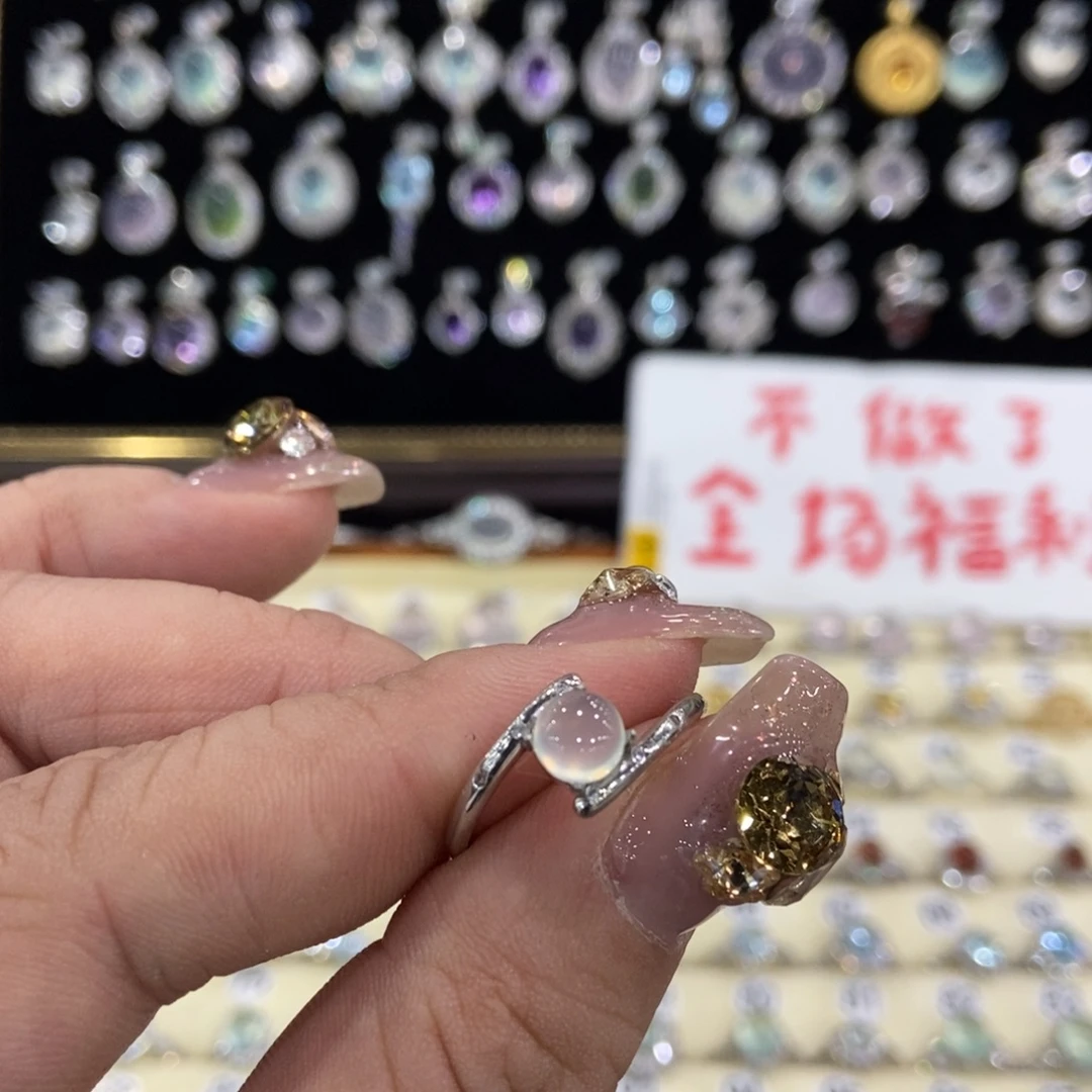 蛇纹石玉银S925镶嵌戒指