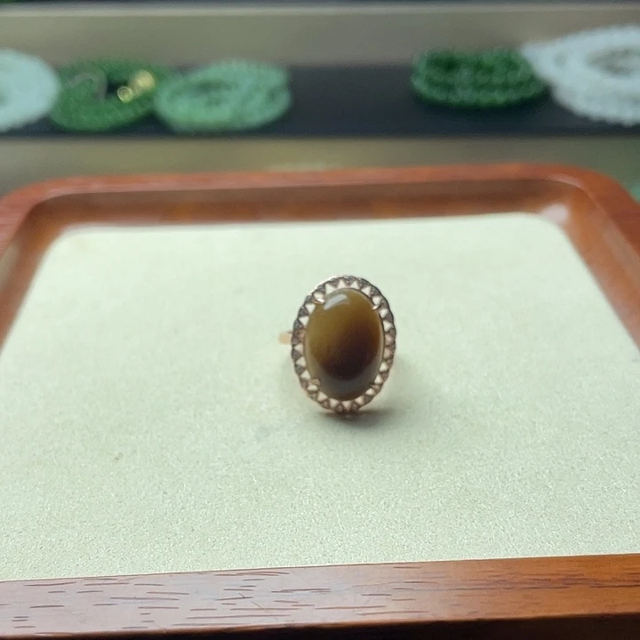 和田玉（糖玉）银S925镶嵌戒指