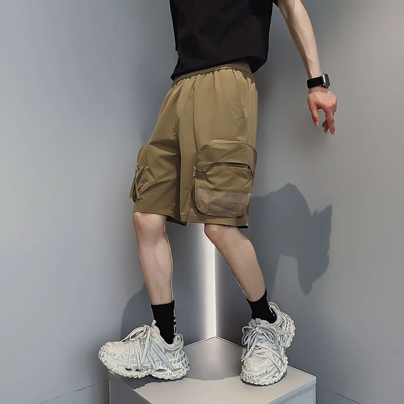 卡其色短裤男款爆款2025新款夏季潮牌痞帅男士大口袋五分工装裤子