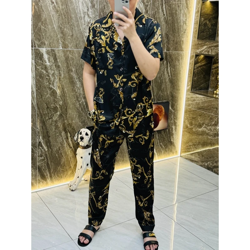 【1562单长】春夏可外穿舒适家居服睡衣套装男士时尚休闲轻薄透气