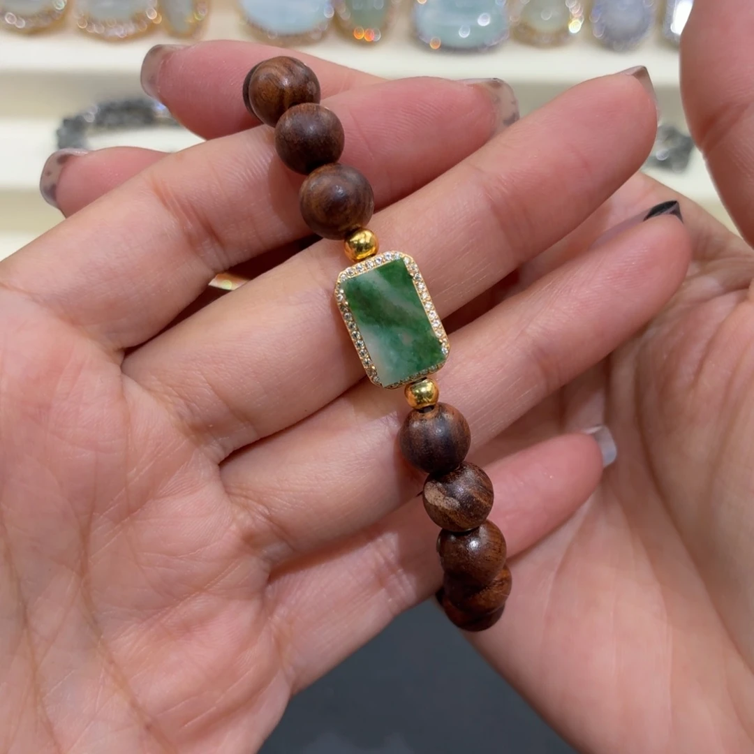 翡翠银S925镶嵌颈饰手串