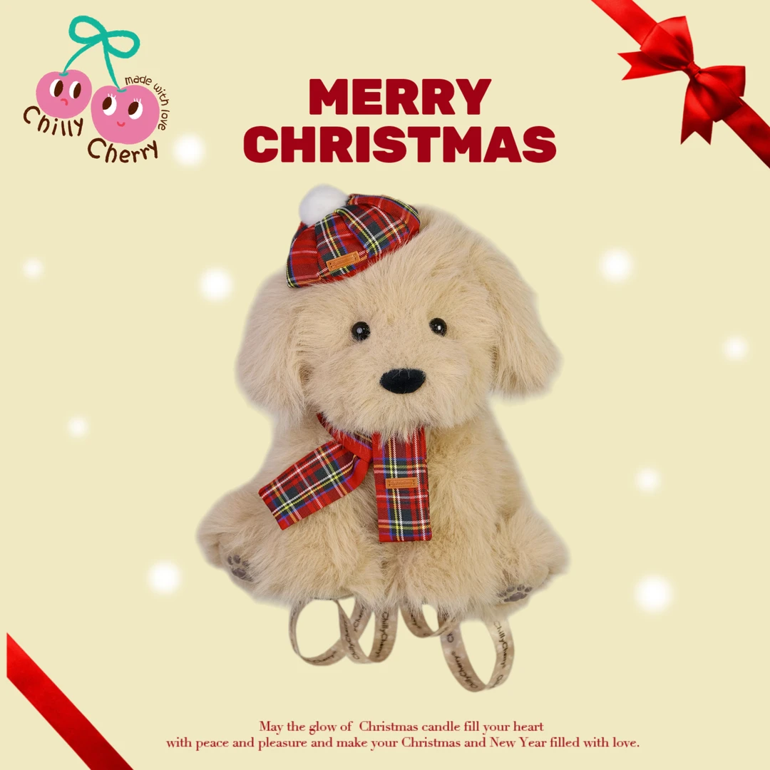 ChillyCherry原创小金毛双肩包潦草小狗包包可爱毛绒斜挎生日礼物