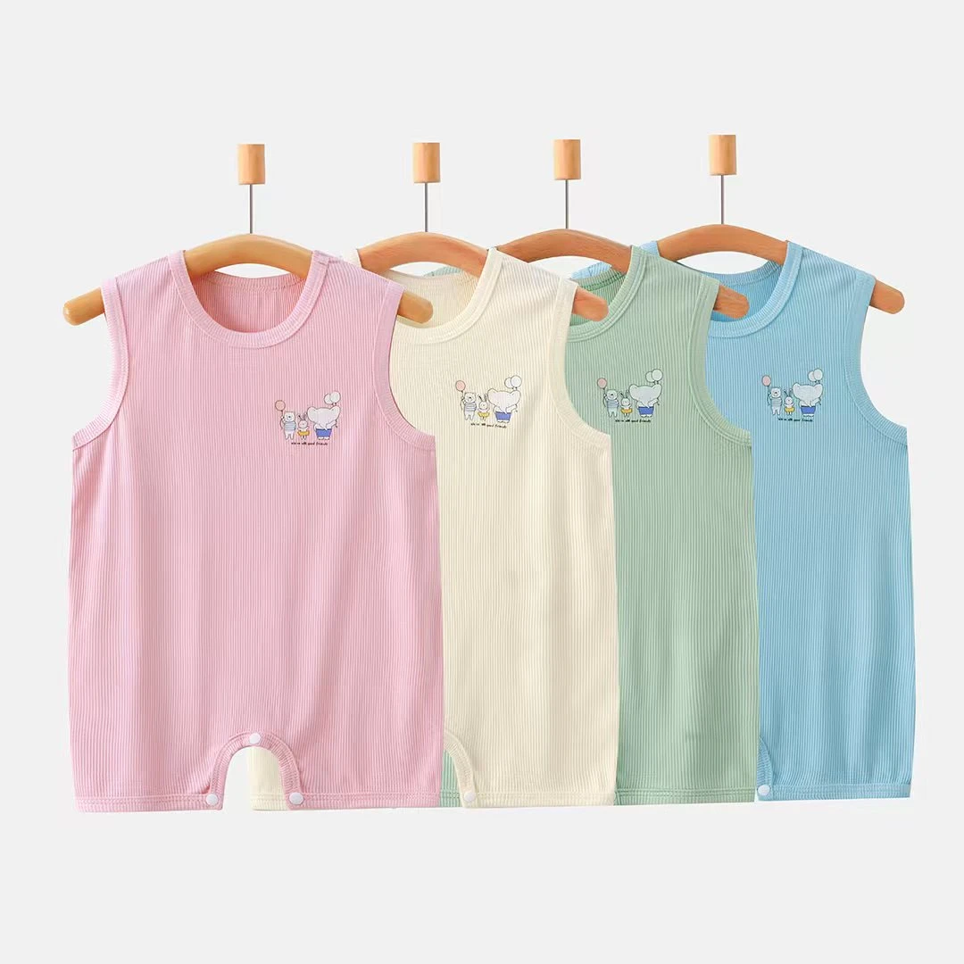 背心薄款新生儿A类哈衣连腿A类套头连体衣爬服夏季中性短爬