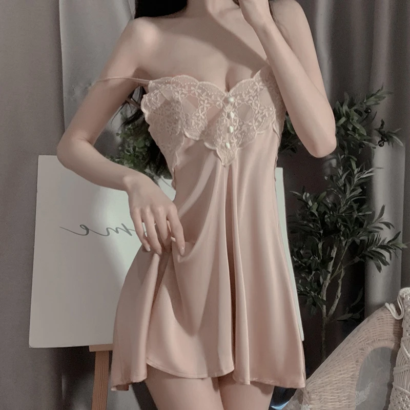 【80-135斤】舒适睡衣露背甜美刺绣蕾丝吊带睡裙女开衫家居服