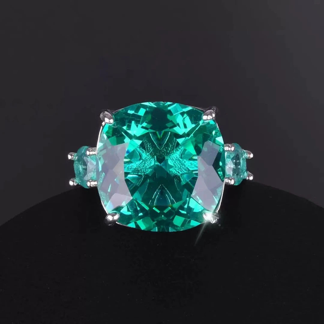 铜合金合成锆石戒指 铜合金合成立方氧化锆绿色戒指轻奢7148-3