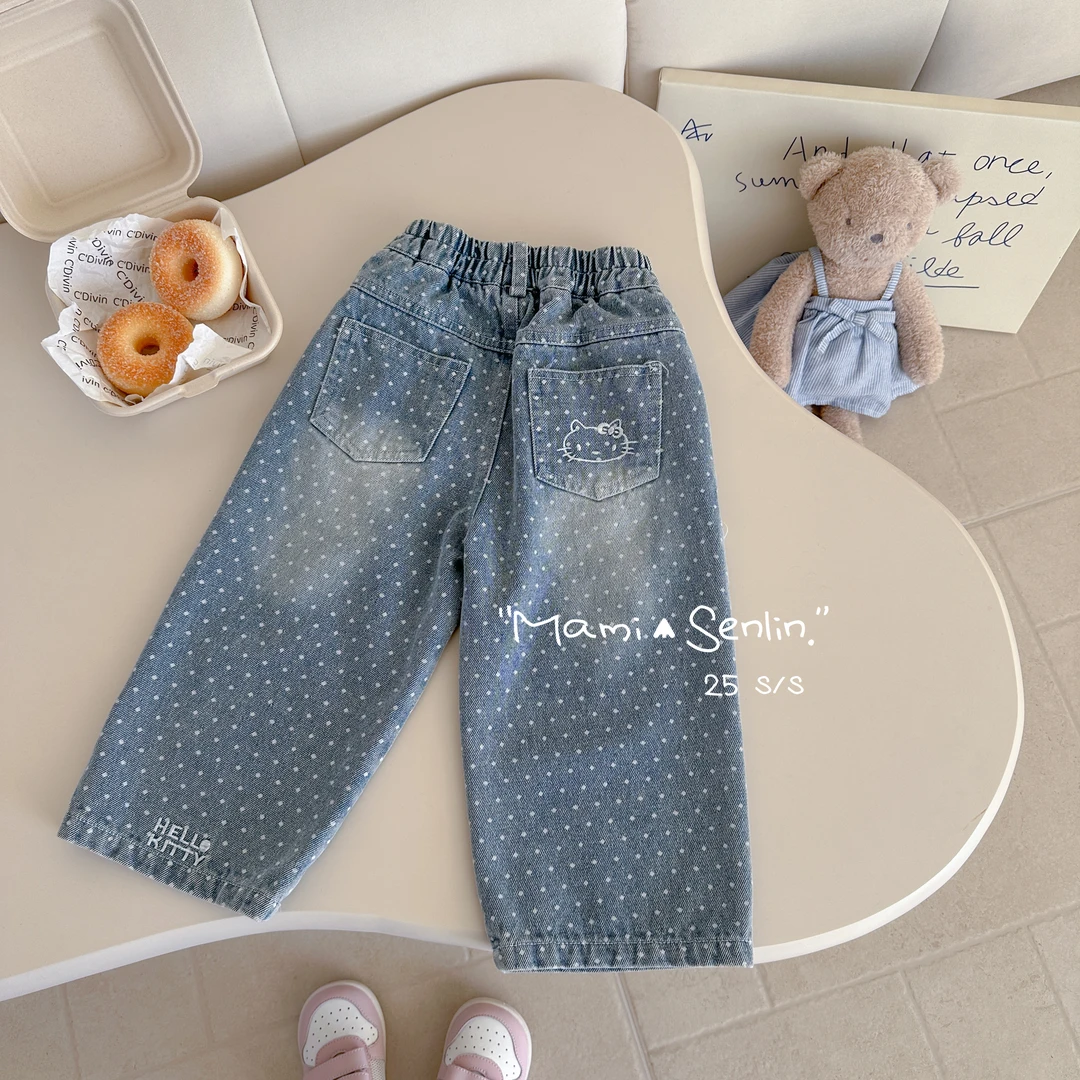 【现货】妈咪森林童装2025年春新款波点休闲牛仔裤251-MMSL-251030