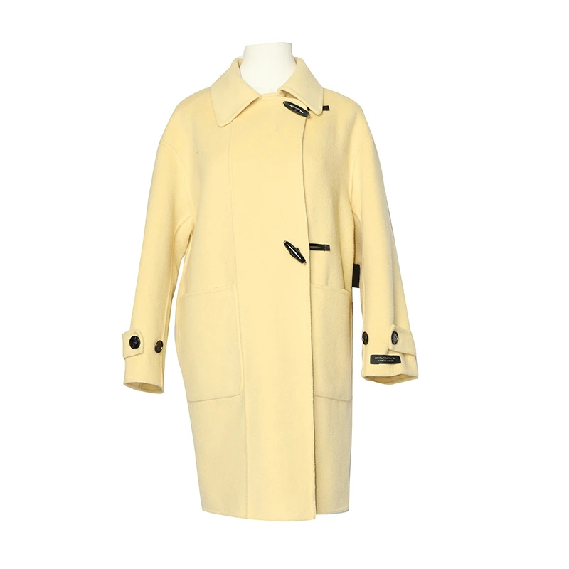 【品牌】商场同款新品牛角扣绵羊毛双面呢大衣N2110A24366