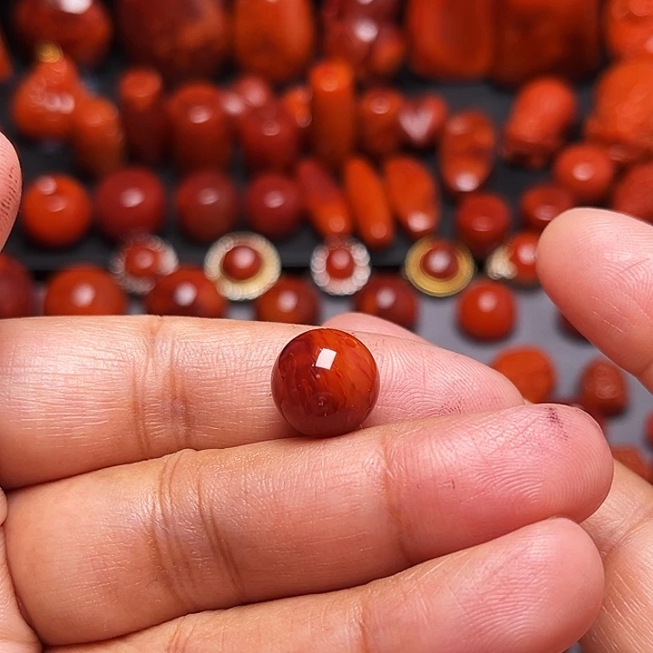 南红玛瑙未镶嵌配饰牛血火焰纹圆珠12.1mm