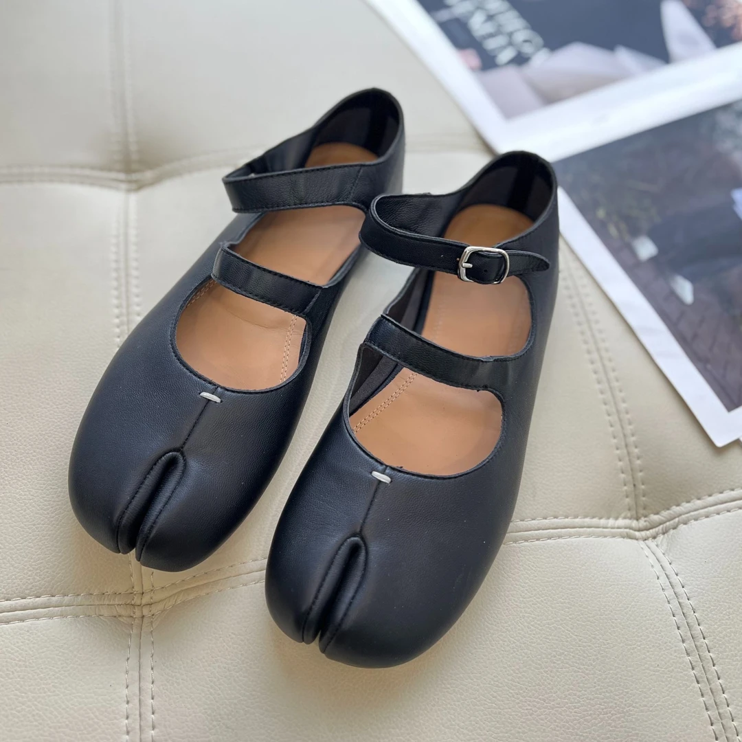 Eaglelyb【波嫂推荐】软底舒适百搭真皮平底单鞋玛丽珍分趾鞋
