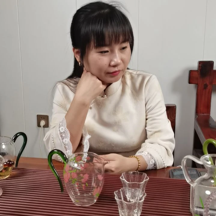 高硼硅玻璃手柄款花绽茗香公杯配两支小杯