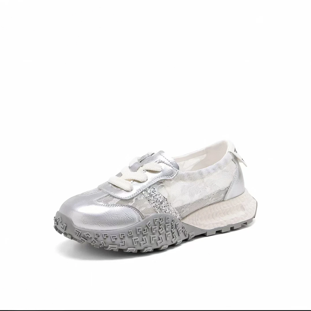 【C.H】网面透气德训鞋女2025夏款蕾丝百搭增高厚底休闲鞋2236