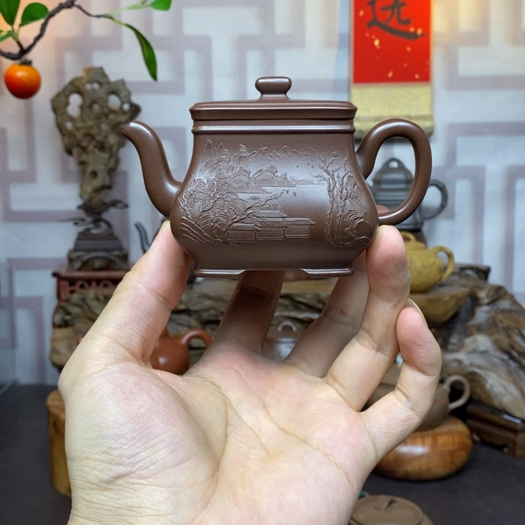 茶壶紫砂紫砂茶具紫泥四方炉
