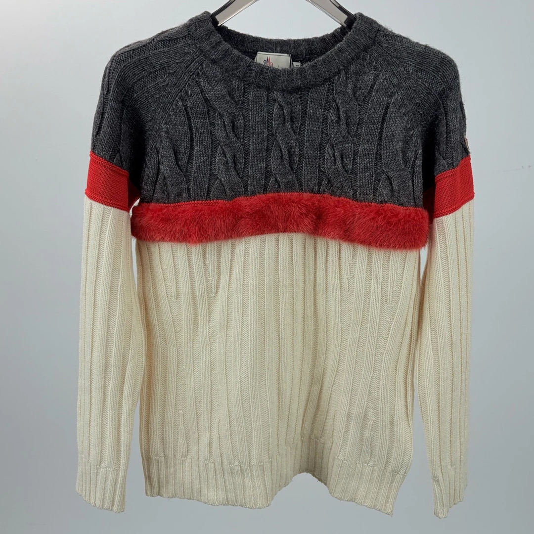 95新 MONCLER MONCLER盟可睐 蒙口拼接针织毛衣M码 95新13888
