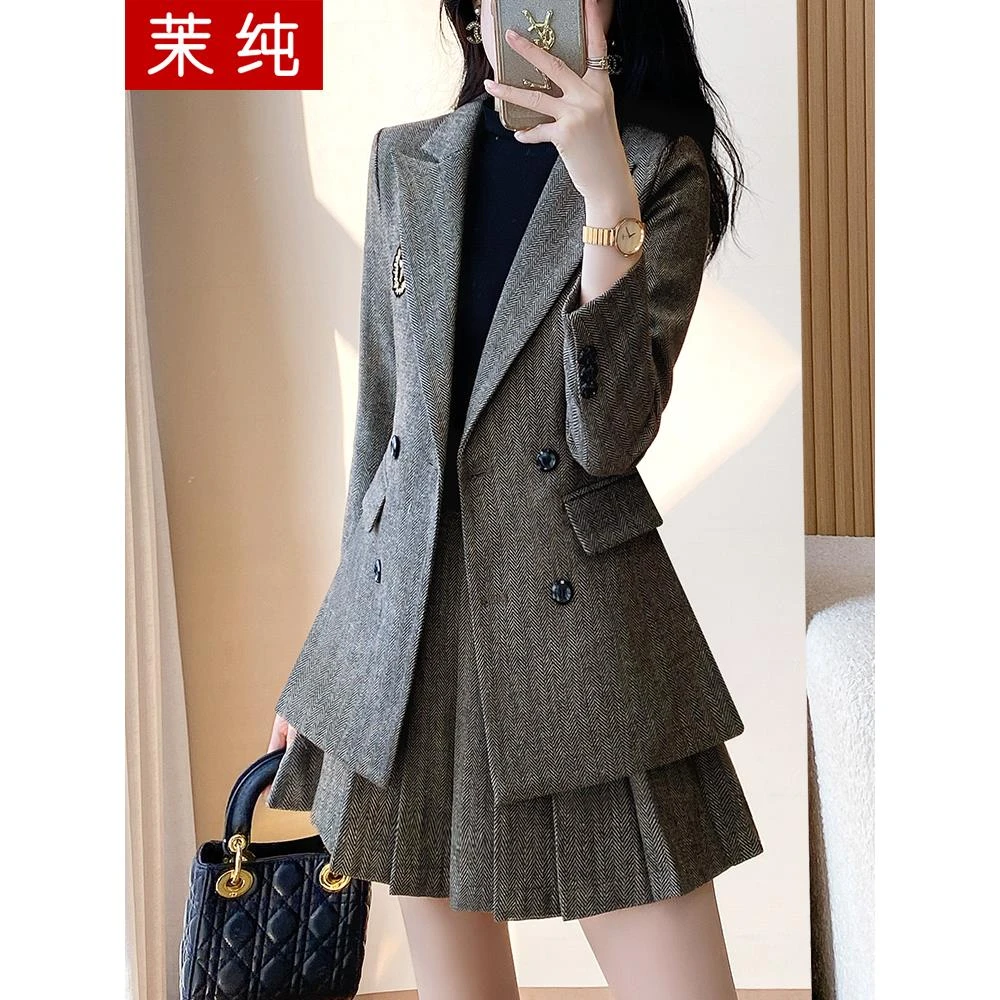 西装外套女灰色小个子韩系小西服短裙高级感气质名媛高级感洋气裙