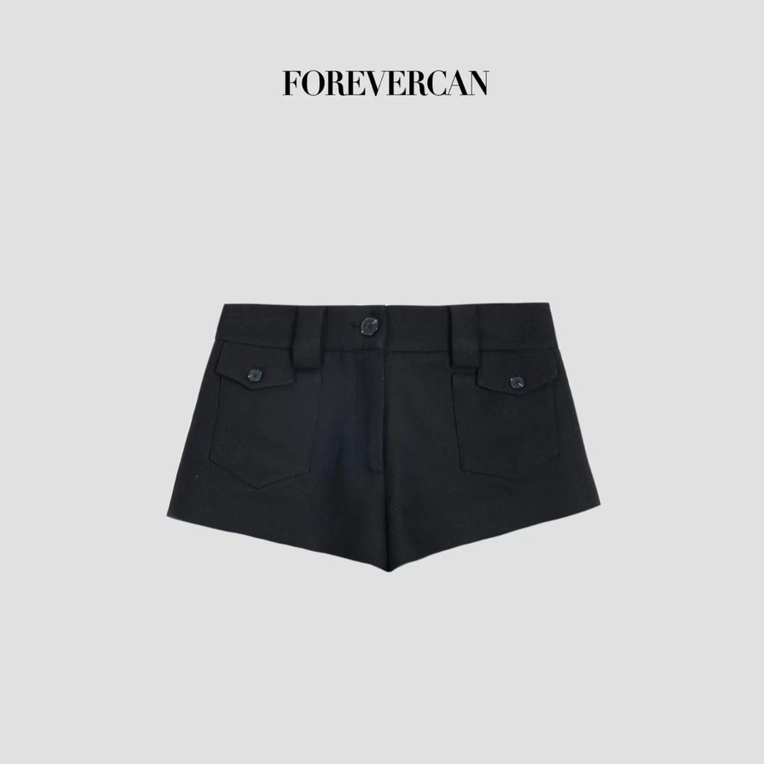 FOREVERCAN“美腿心机”精纺极幼美丽诺羊毛百搭烟管短裤SP18542B