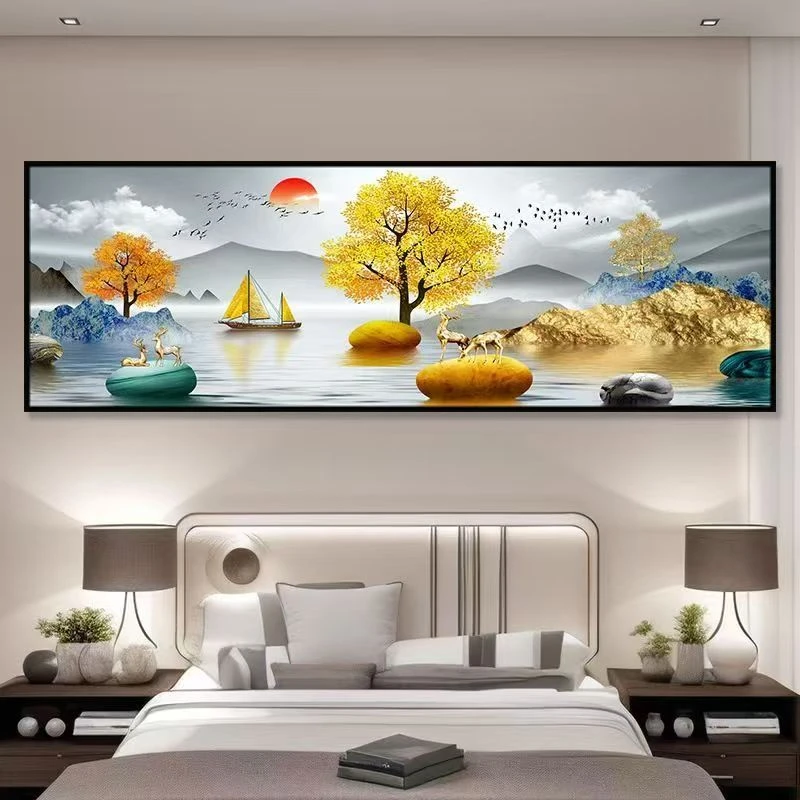 主卧室床头装饰画自粘背靠金山客厅房间酒店宾馆背景墙壁挂画贴纸