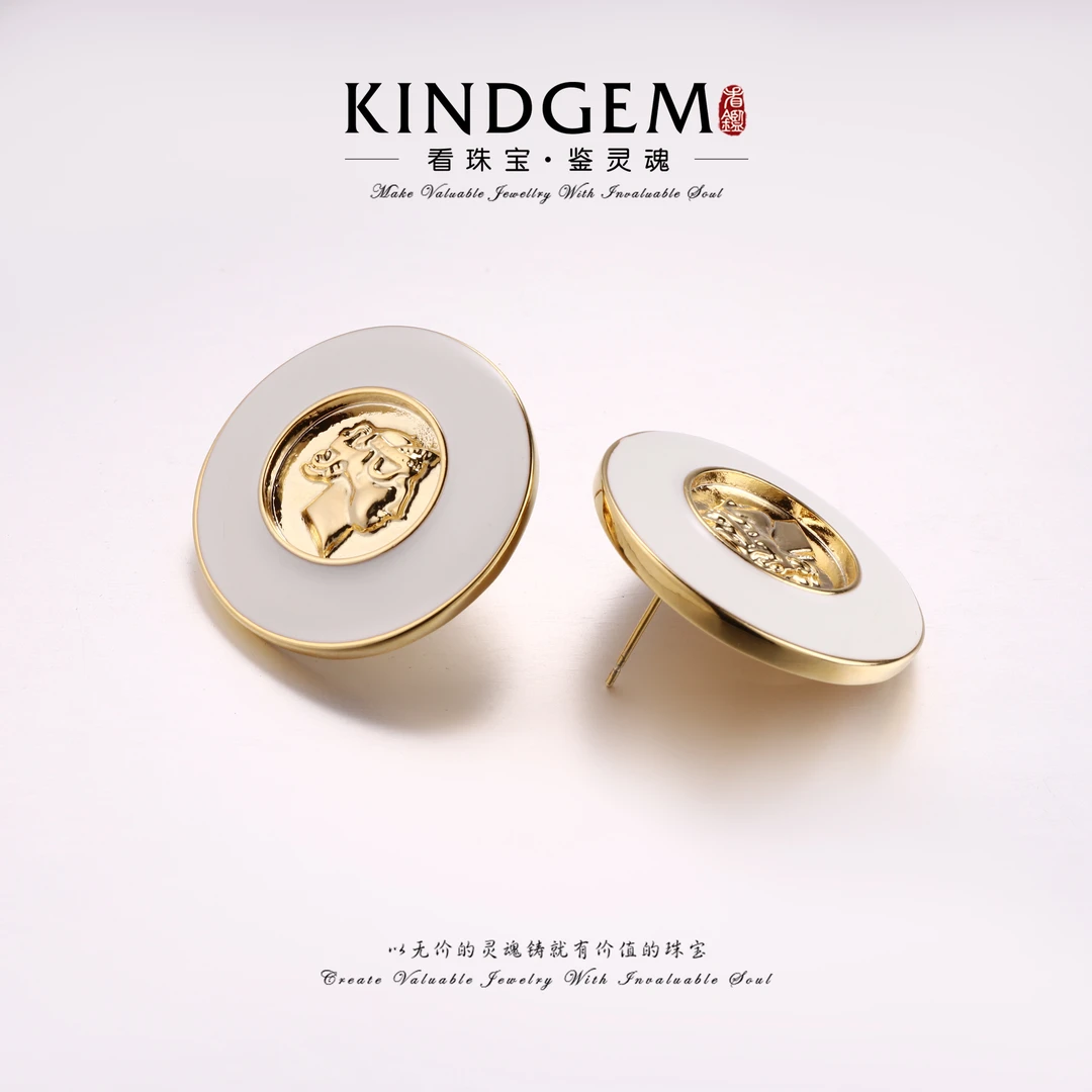 铜合金珐琅耳饰 欧美复古个性简约设计小众时尚百搭耳环 C-32905