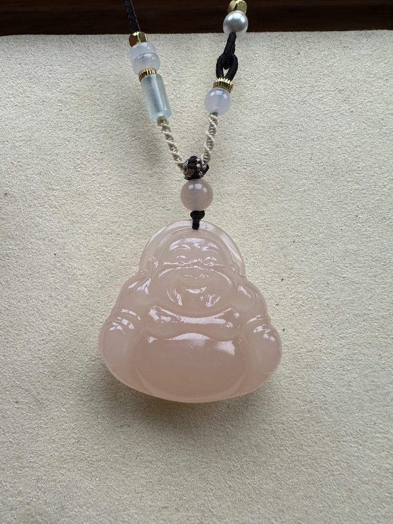 冰藕粉双面佛公弥勒佛公吊坠