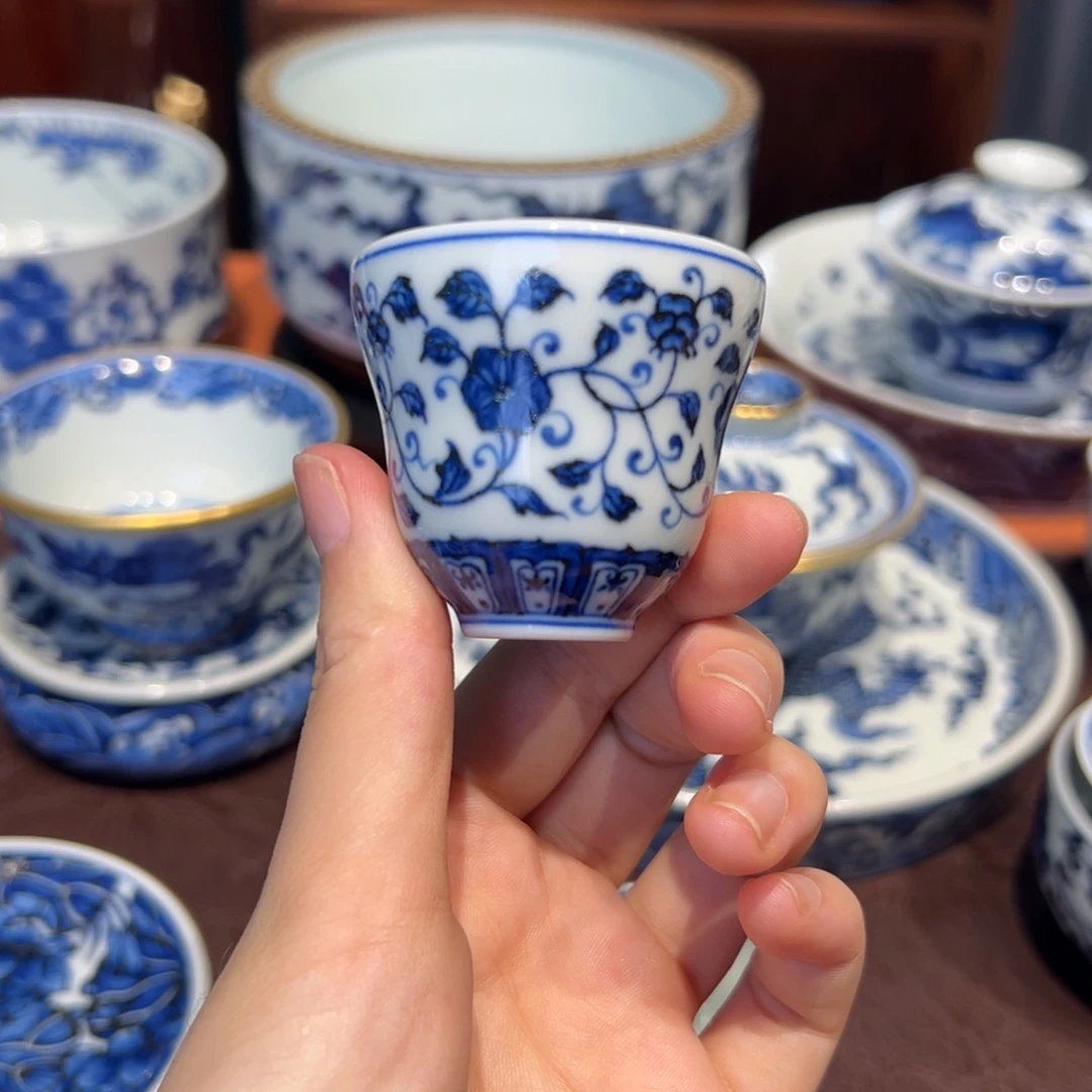 青花雯华堂手绘杯杯