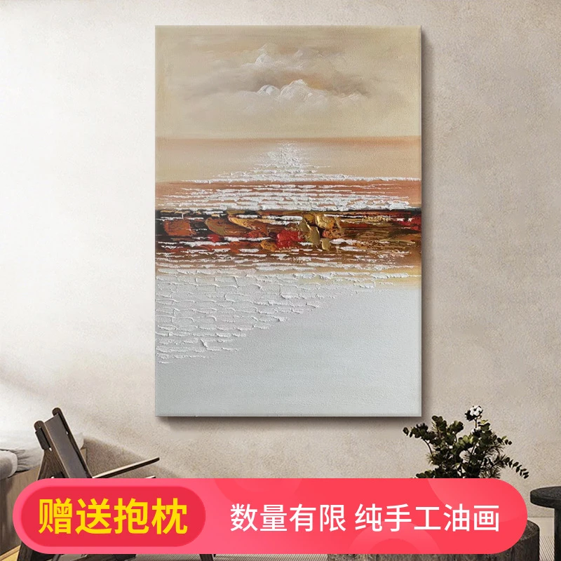 客厅肌理海浪玄关大海大芬村餐装饰画厅纯手绘油画简约抽象挂画