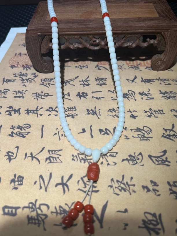 012新疆和田玉米达料108颗项链