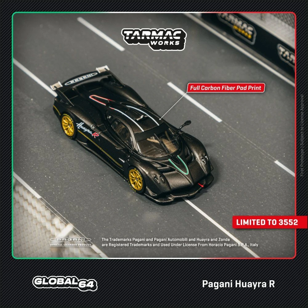 TW 1:64 全碳帕加尼花雅Pagani Huayra R 黑碳 合金车模