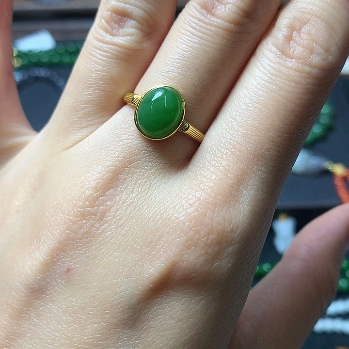 和田玉戒指银S925镶嵌