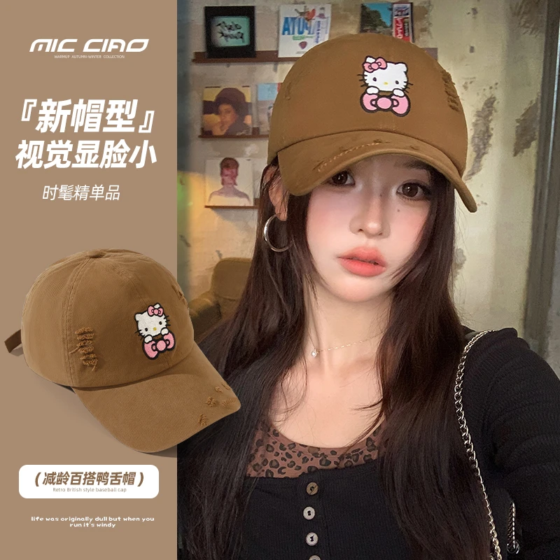 鸭舌帽女2025新款大帽檐显脸小棒球帽复古豹纹帽子减龄时髦休闲款