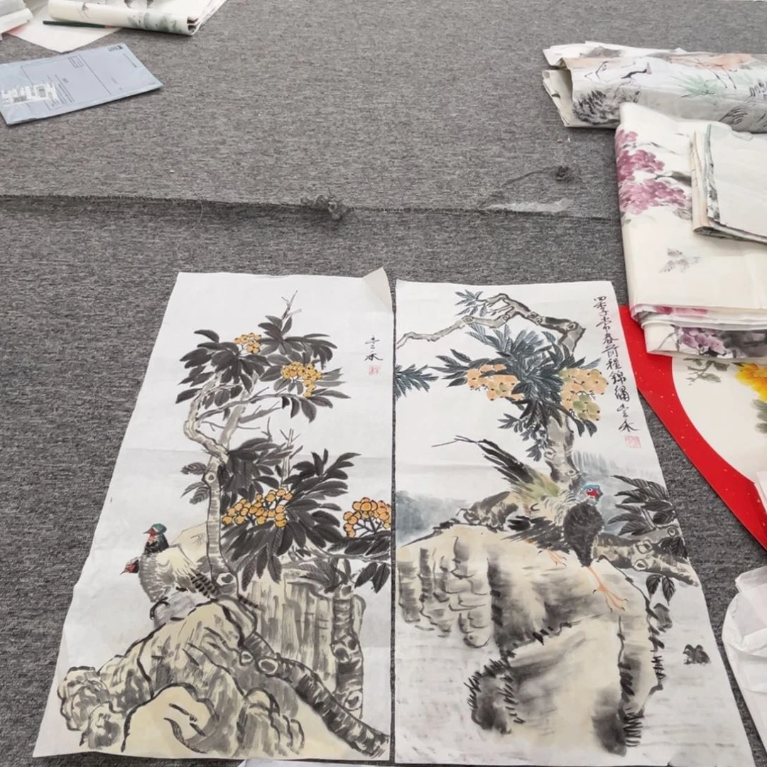 国画姚贵老师四尺四开绘画两张微瑕介意慎拍