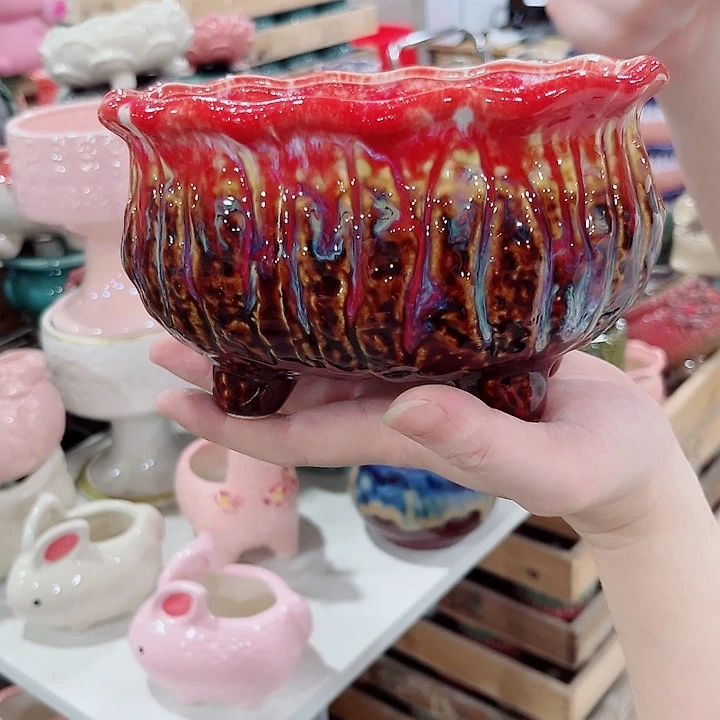 有孔.凑单10元陶瓷花盆发货！