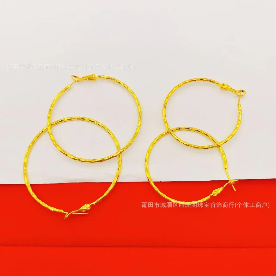 钛钢耳饰 耳环大耳圈大耳环金色银色气质夸张素圈大圆圈耳饰欧美