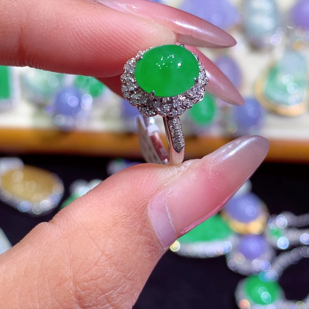 金***子翡翠18K金镶嵌吊坠(不含链)