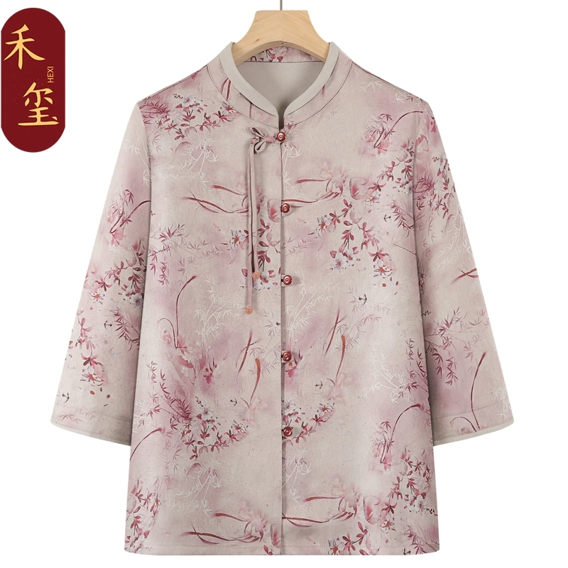 中老年人妈妈新中式衬衣奶奶衬衫夏季老人衣服透气老太太夏装上衣