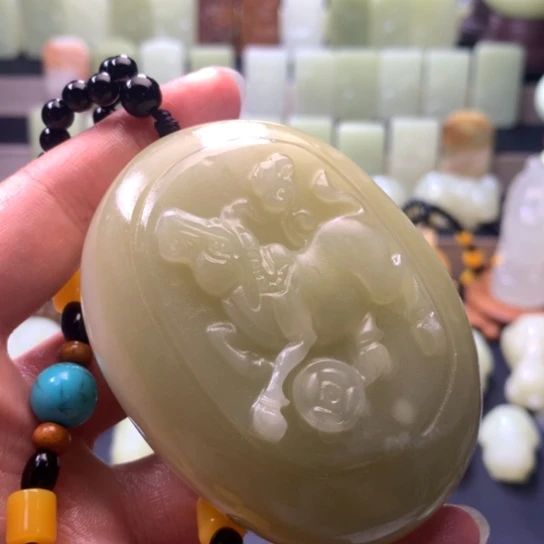 石材方解石手把件