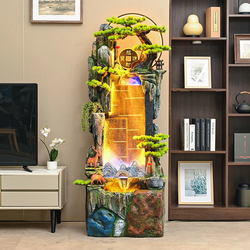 假山流水喷泉摆件客厅循环水装饰品鱼池办公室水车轮生财落地景观