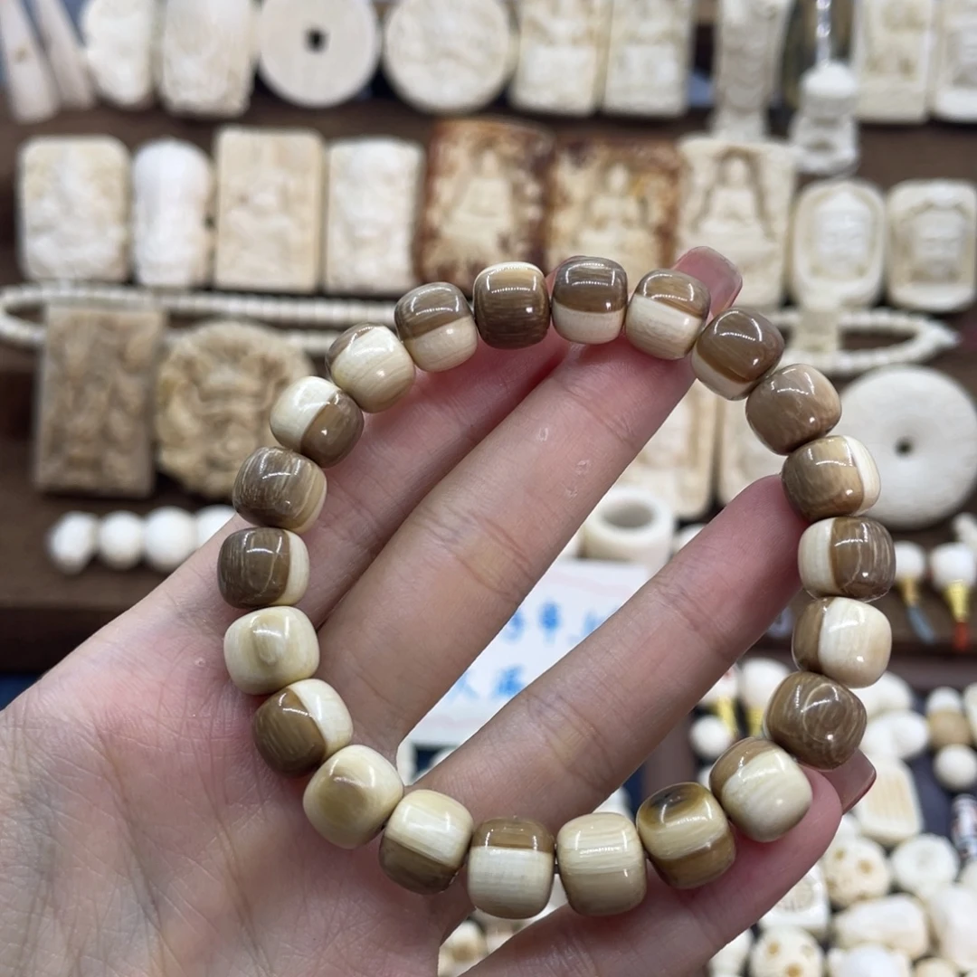 银S925猛犸牙卡10阴阳特色手串瑕疵