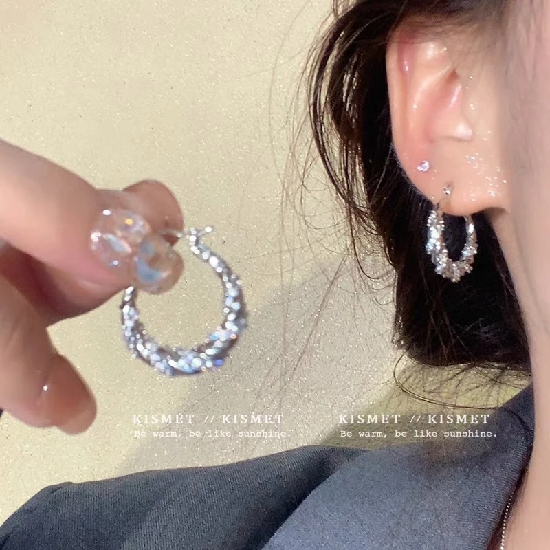 铜合金耳饰 麻花圈圈耳扣高级感耳钉小众独特耳饰女a-65